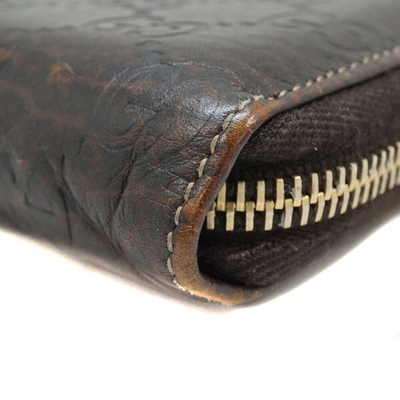 Gucci Zip Long GG Wallet Brown Bamboo Leather - Picture 6 of 12